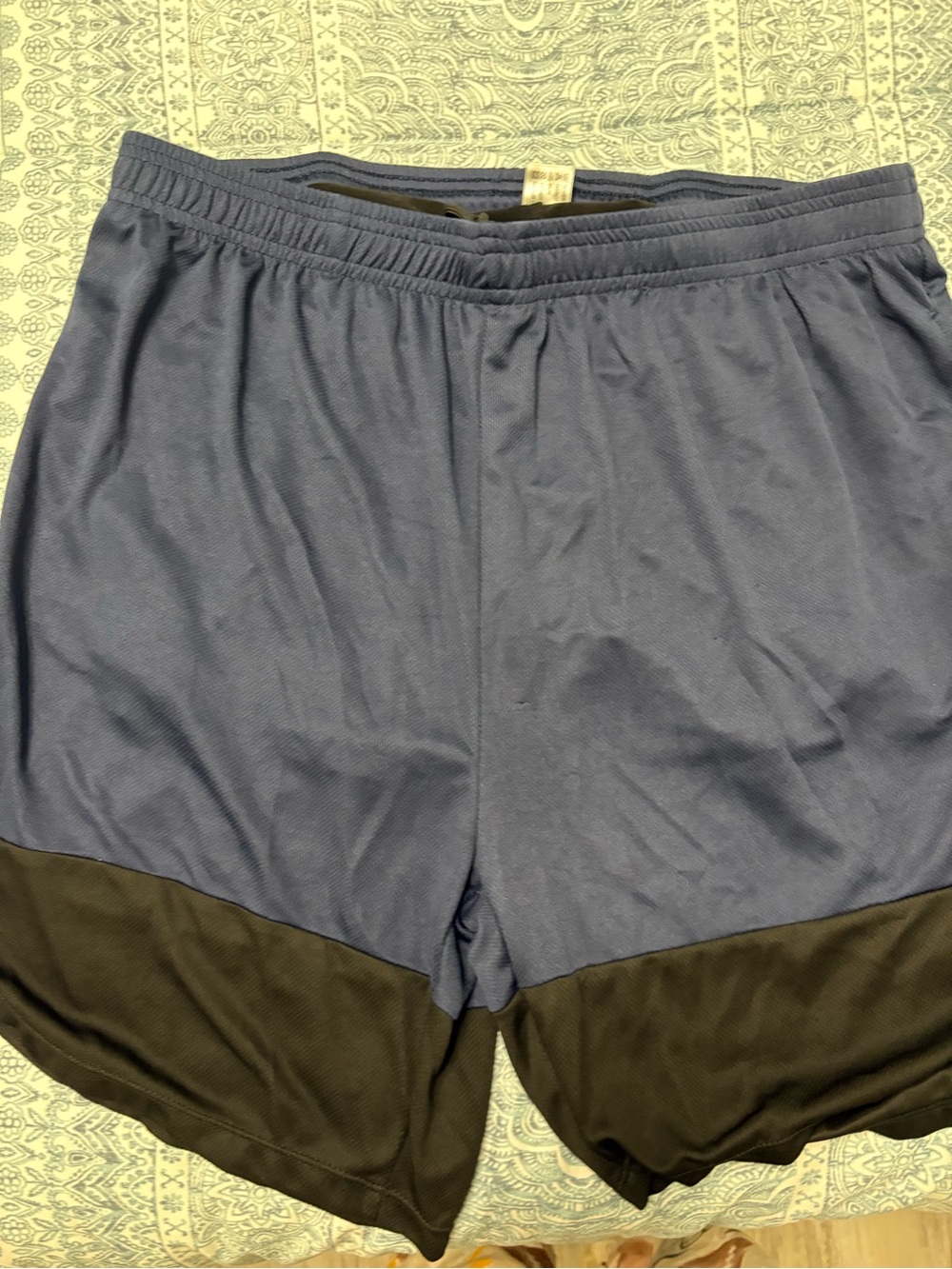 Men's Two-Tone Athletic Shorts - Navy and Black